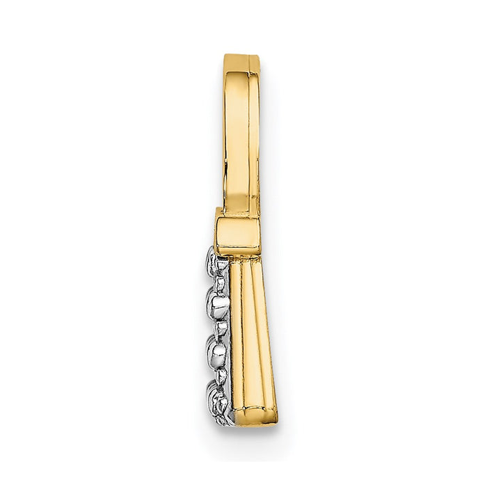 Million Charms 14K Yellow Gold Themed With Rhodium-Plated 2-D Textured & Polished Purse Charm