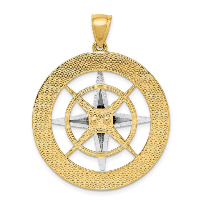 Million Charms 14K Two-Tone Nautical Compass White Needle Charm