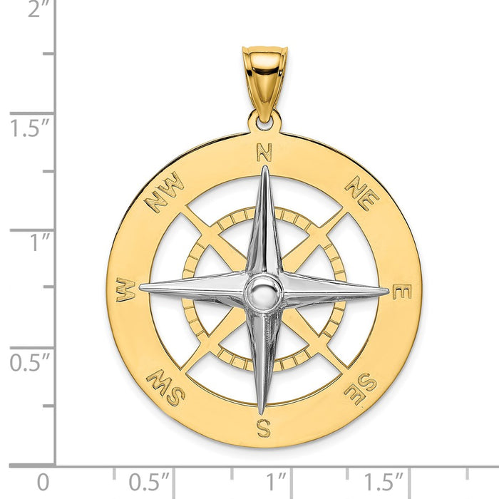 Million Charms 14K Two-Tone Nautical Compass White Needle Charm