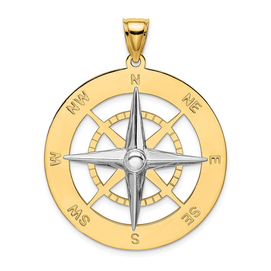 Million Charms 14K Two-Tone Nautical Compass White Needle Charm