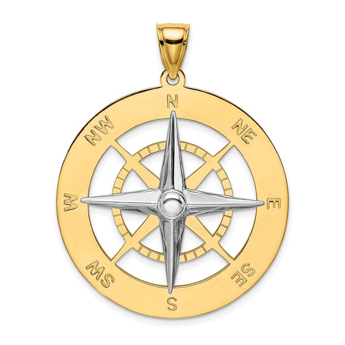 Million Charms 14K Two-Tone Nautical Compass White Needle Charm