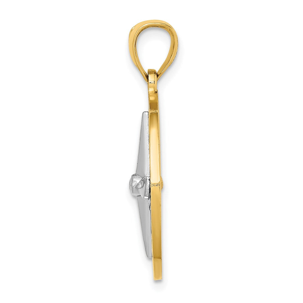Million Charms 14K With Rhodium-Plated Nautical Compass White Needle Charm