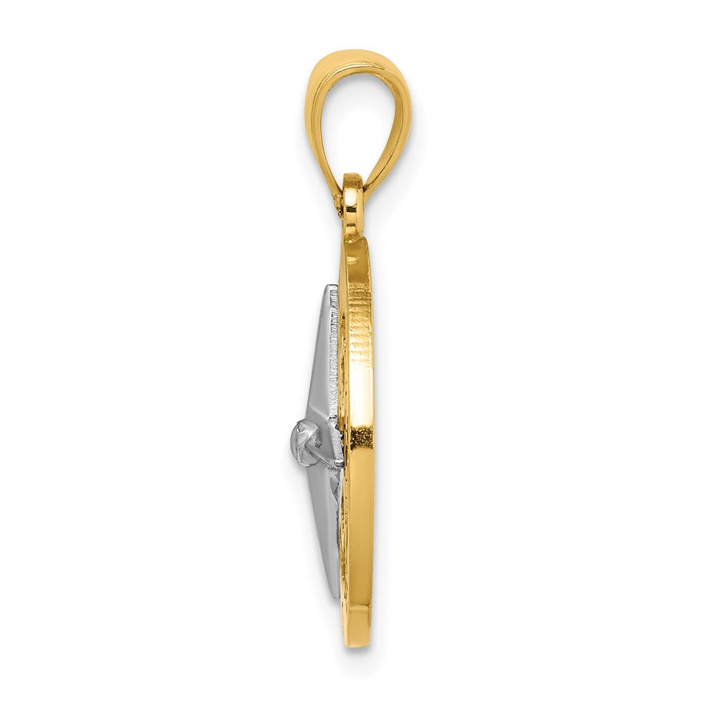 Million Charms 14K Two-Tone Nautical Compass White Needle Charm