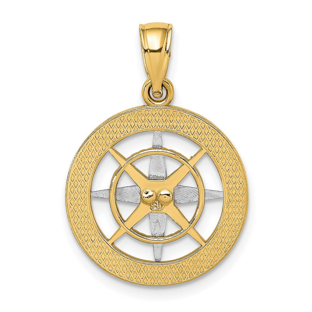 Million Charms 14K Two-Tone Nautical Compass White Needle Charm