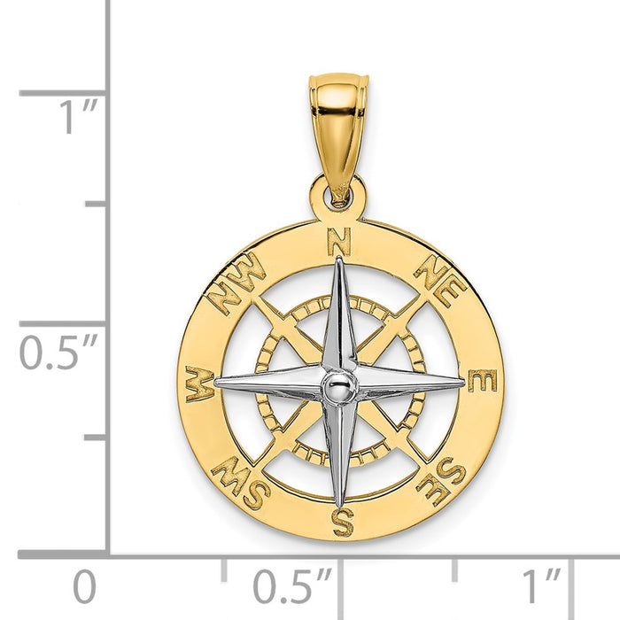 Million Charms 14K Two-Tone Nautical Compass White Needle Charm