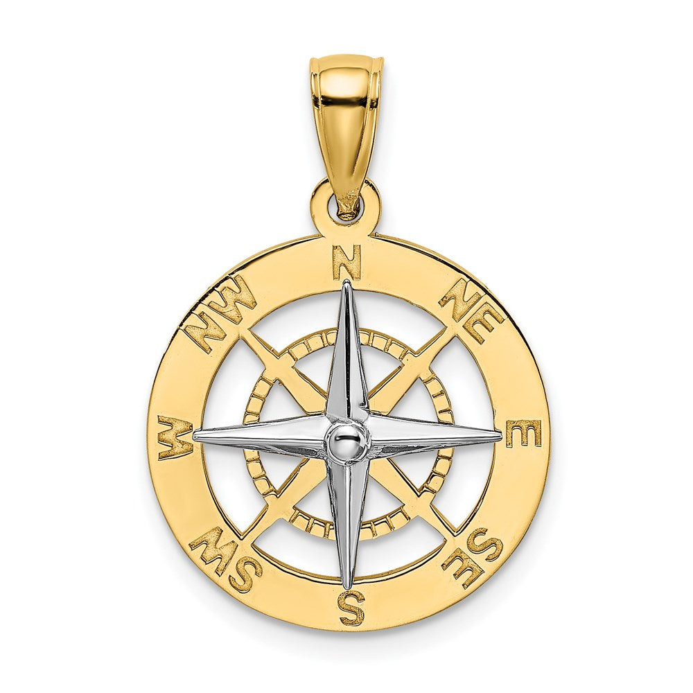 Million Charms 14K Two-Tone Nautical Compass White Needle Charm