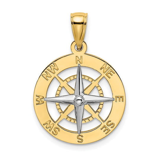 Million Charms 14K Two-Tone Nautical Compass White Needle Charm