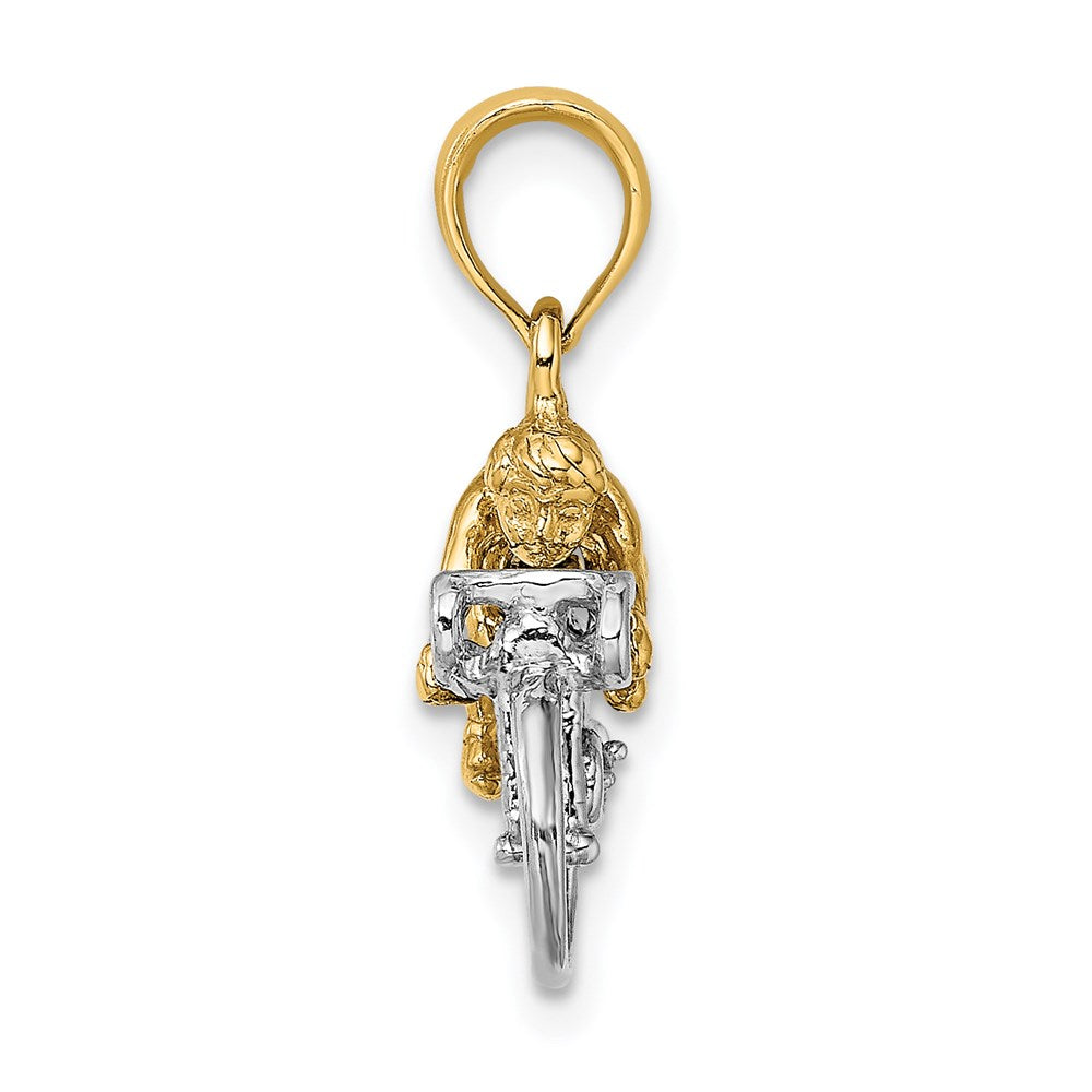 Million Charms 14K With Rhodium-plated 3-D Bicycle With Rider Charm
