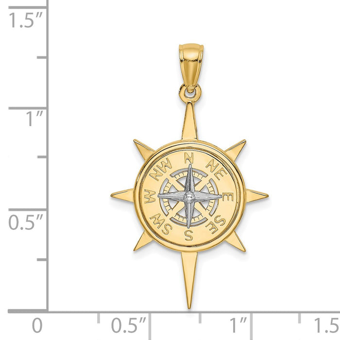 Million Charms 14K Two-Tone Star With Nautical Compass Charm