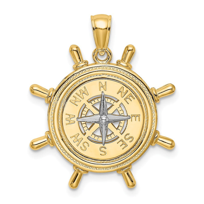 Million Charms 14K Ship Wheel With Nautical Compass Charm