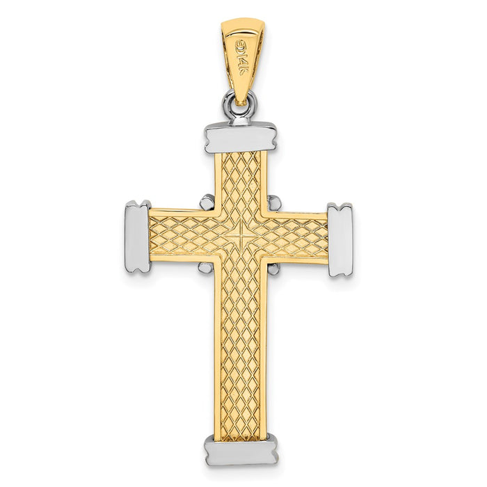 Million Charms 14K With Rhodium-Plated Polished Relgious Cross Charm