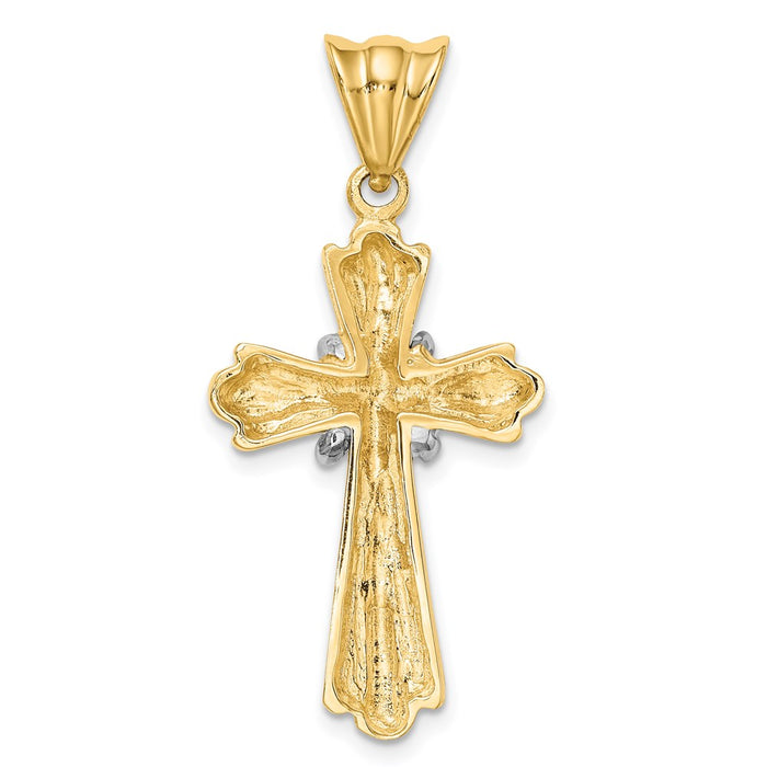 Million Charms 14K Two-Tone Polished Relgious Cross With X Center Design Charm