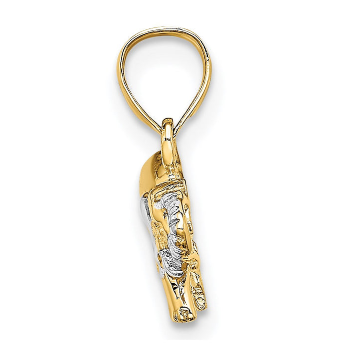 Million Charms 14K Yellow Gold Themed With Rhodium-Plated & 2-D Small Elephant Charm