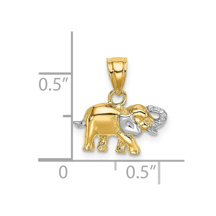 Million Charms 14K Yellow Gold Themed With Rhodium-Plated & 2-D Small Elephant Charm