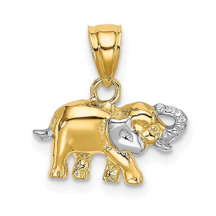 Million Charms 14K Yellow Gold Themed With Rhodium-Plated & 2-D Small Elephant Charm
