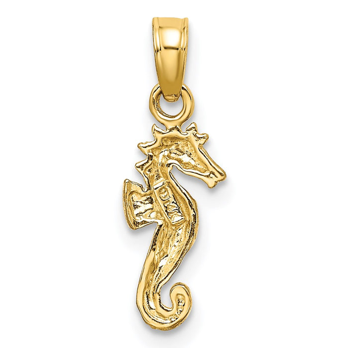 Million Charms 14K Yellow Gold Themed With Rhodium-Plated 2-D Nautical Seahorse Charm