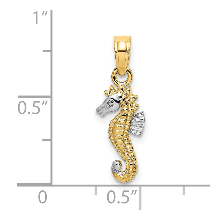 Million Charms 14K Yellow Gold Themed With Rhodium-Plated 2-D Nautical Seahorse Charm