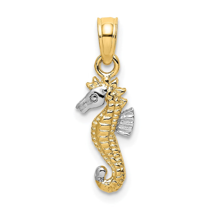 Million Charms 14K Yellow Gold Themed With Rhodium-Plated 2-D Nautical Seahorse Charm