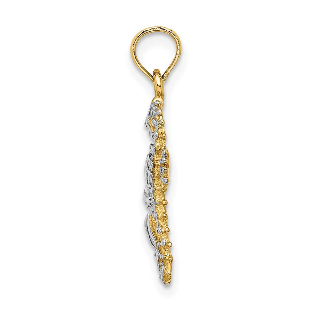 Million Charms 14K Yellow Gold Themed With Rhodium-Plated Nautical Starfish & Nautical Seahorse Charm