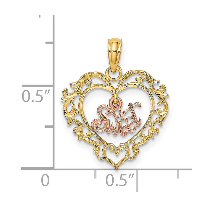 Million Charms 14K Two-Tone Sweet Inside Heart Charm