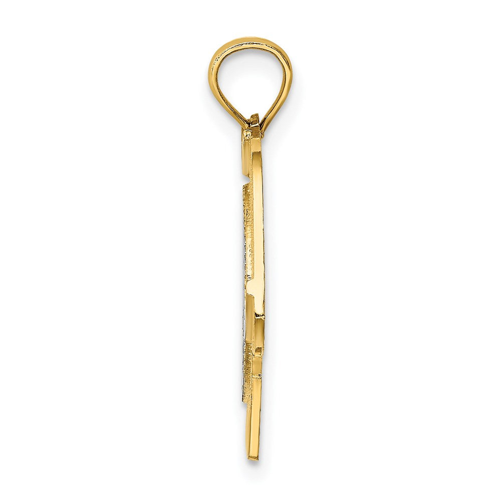Million Charms 14K Yellow Gold Themed With Rhodium-Plated 2-D Us Navy T-Shirt With Emblem Charm