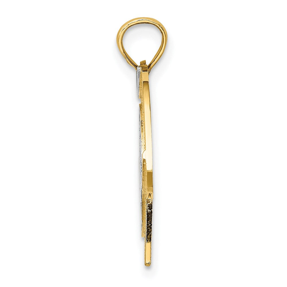 Million Charms 14K Yellow Gold Themed With Rhodium-Plated 2-D Army T-Shirt With Emblem Charm