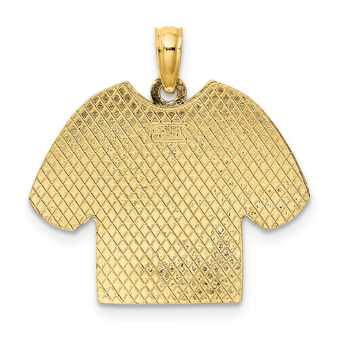 Million Charms 14K Yellow Gold Themed With Rhodium-Plated 2-D Army T-Shirt With Emblem Charm