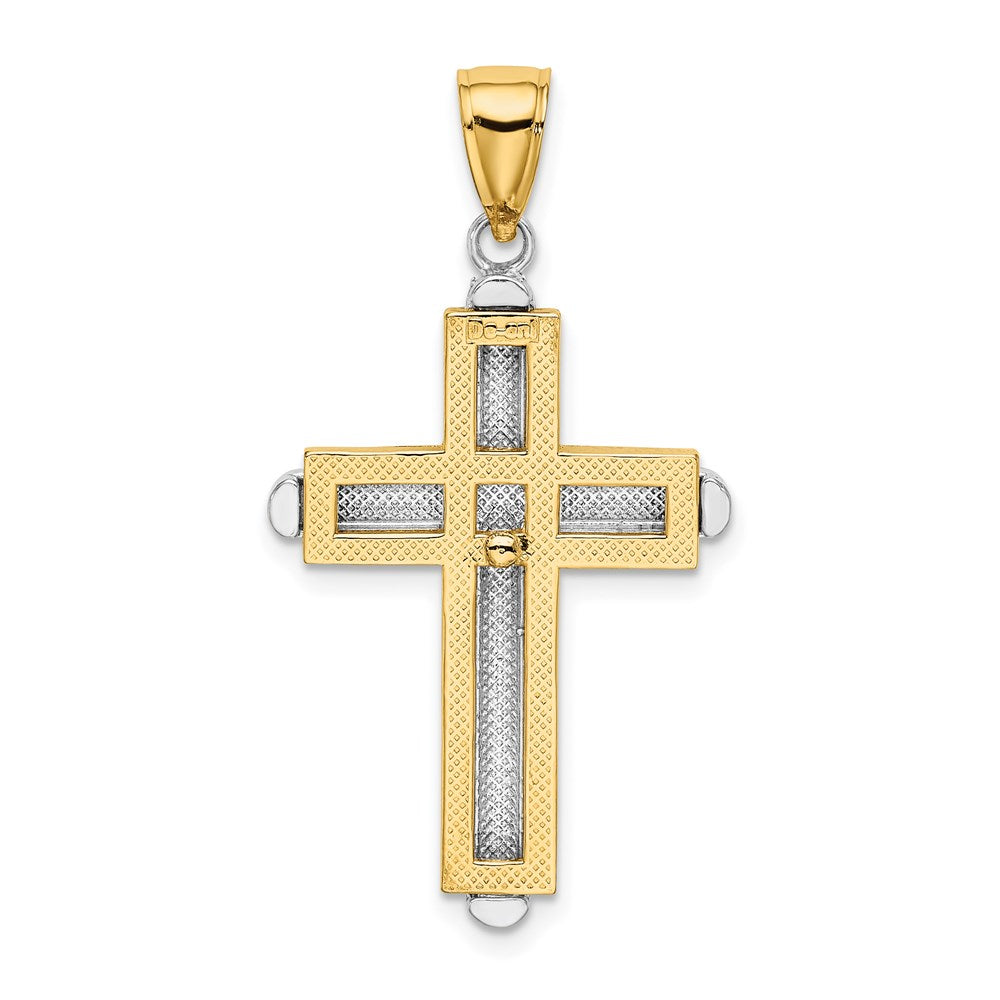 Million Charms 14K Two-Tone Beveled Relgious Cross Charm