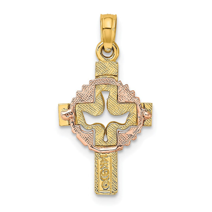 Million Charms 14K Two-Tone & Cut-Out Dove On Relgious Cross Charm