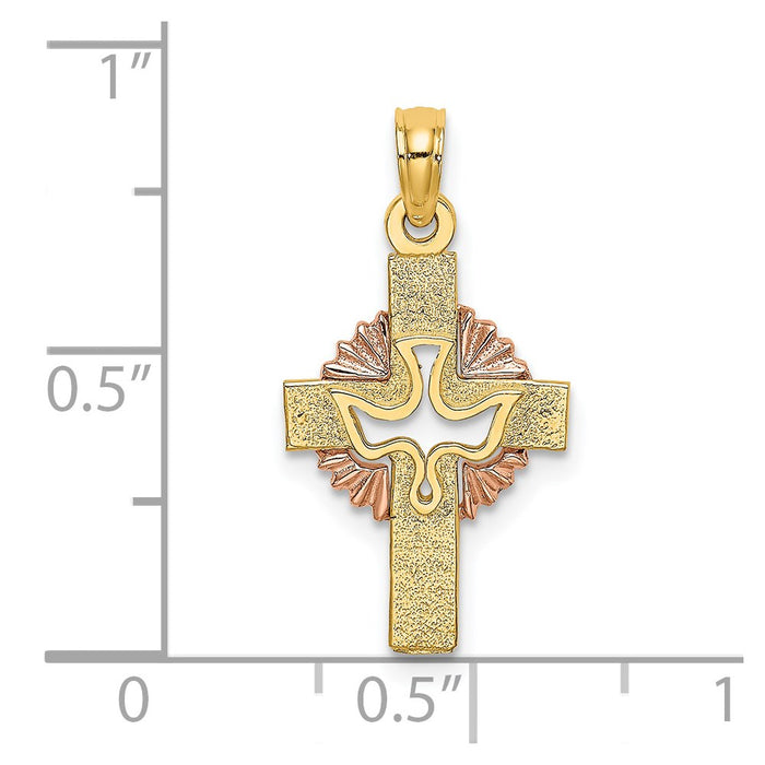 Million Charms 14K Two-Tone & Cut-Out Dove On Relgious Cross Charm