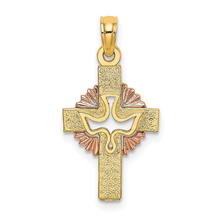 Million Charms 14K Two-Tone & Cut-Out Dove On Relgious Cross Charm