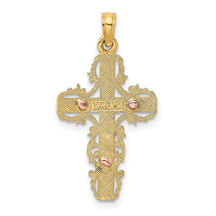 Million Charms 14K Two-Tone With Lace Trim Relgious Crucifix Charm