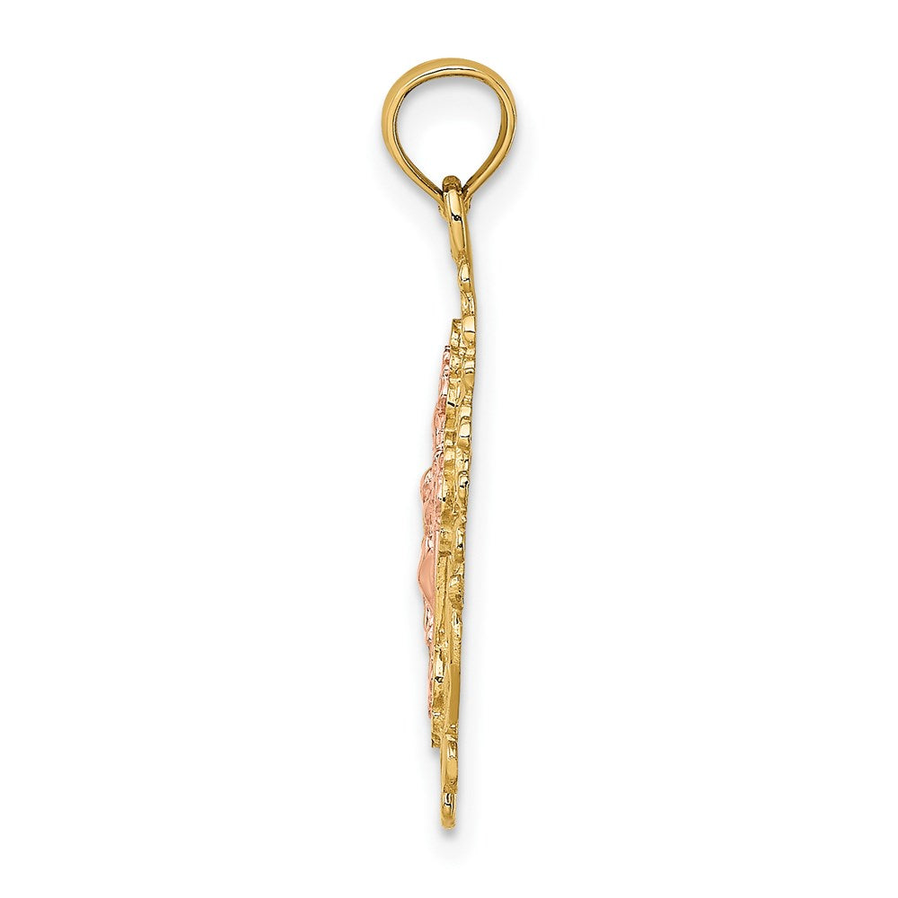 Million Charms 14K Two Tone With Lace Trim Relgious Crucifix Charm
