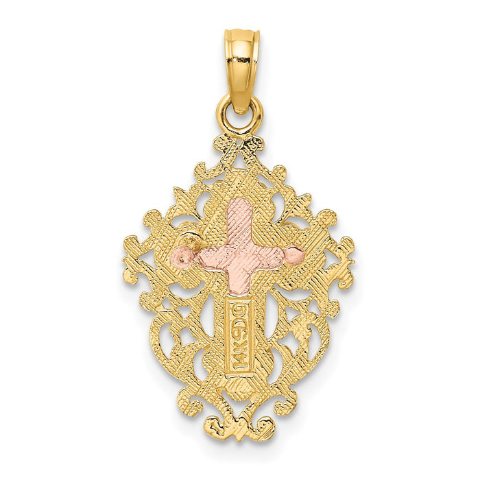 Million Charms 14K Two Tone With Lace Trim Relgious Crucifix Charm