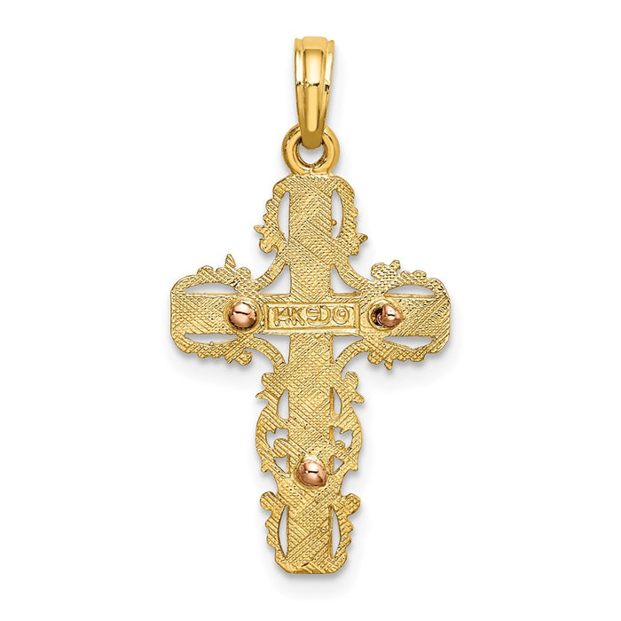 Million Charms 14K Two-Tone With Lace Trim Relgious Cross Charm