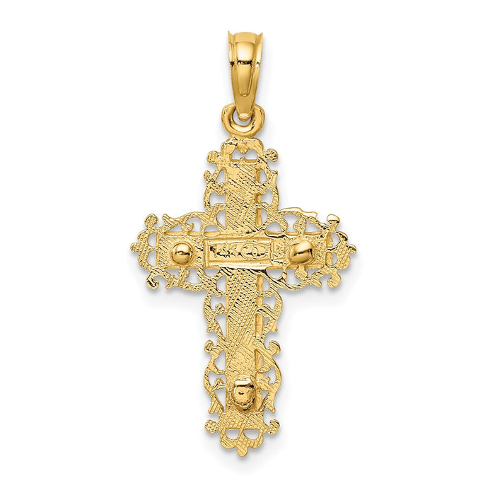 Million Charms 14K Two-Tone Relgious Crucifix With Lace Trim Charm