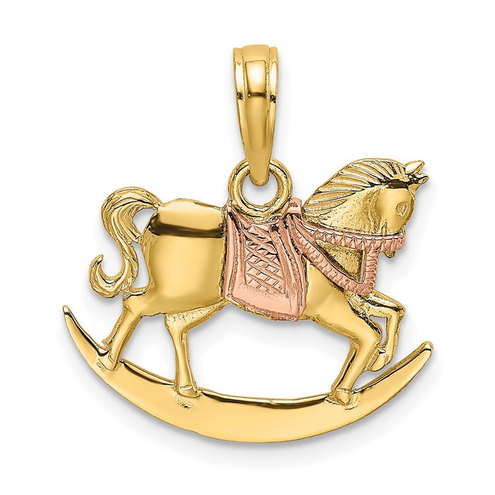 Million Charms 14K Two-Tone 2-D Rocking Horse With Saddle Charm
