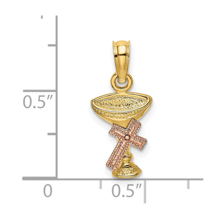 Million Charms 14K Two-Tone Communion Cup With Relgious Cross Charm