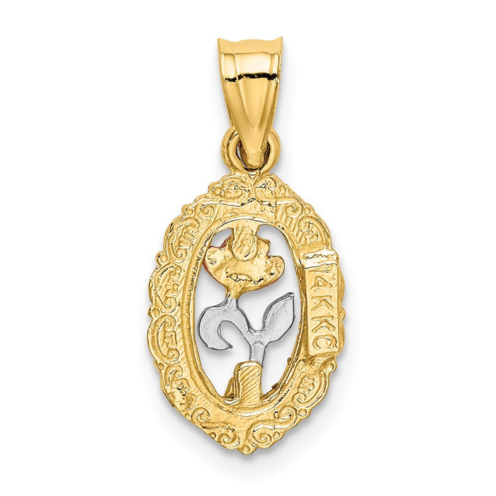 Million Charms 14K Tri-Color Rose In Oval Frame Charm