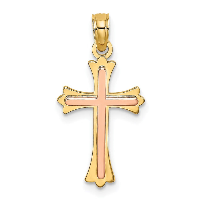 Million Charms 14K Two-Tone Relgious Cross Charm