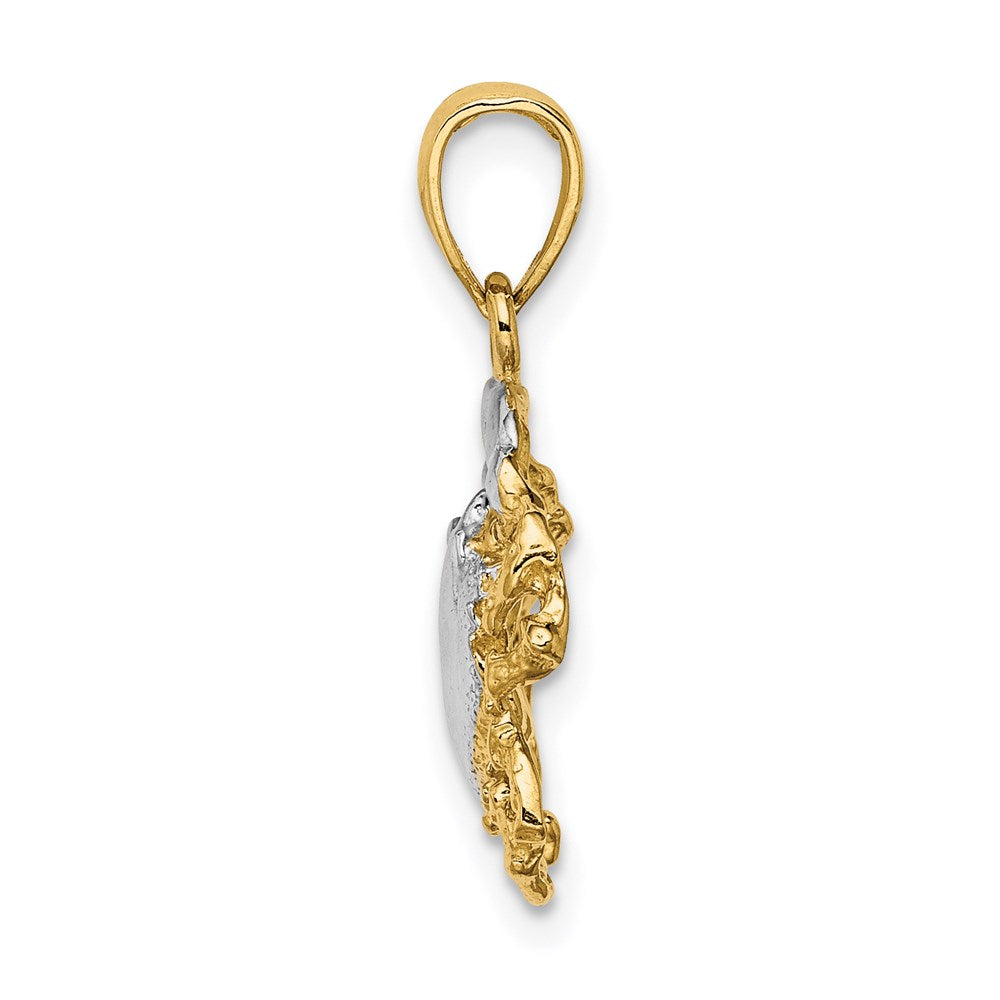 Million Charms 14K Yellow Gold Themed With Rhodium-Plated Polished Crab Charm