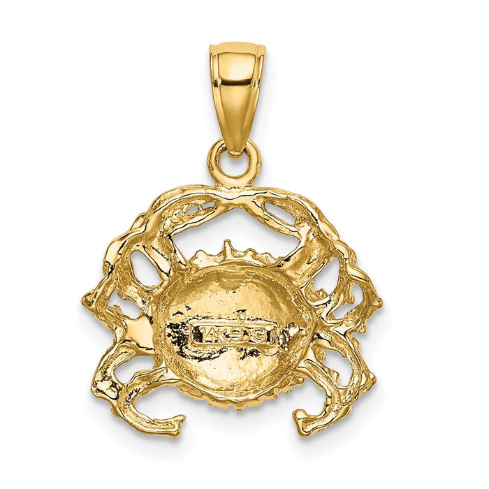 Million Charms 14K Yellow Gold Themed With Rhodium-Plated Polished Crab Charm