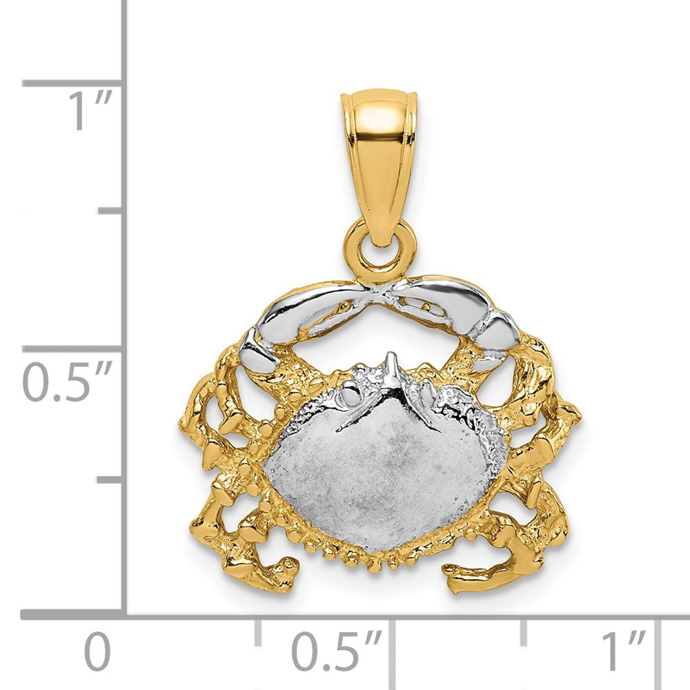 Million Charms 14K Yellow Gold Themed With Rhodium-Plated Polished Crab Charm