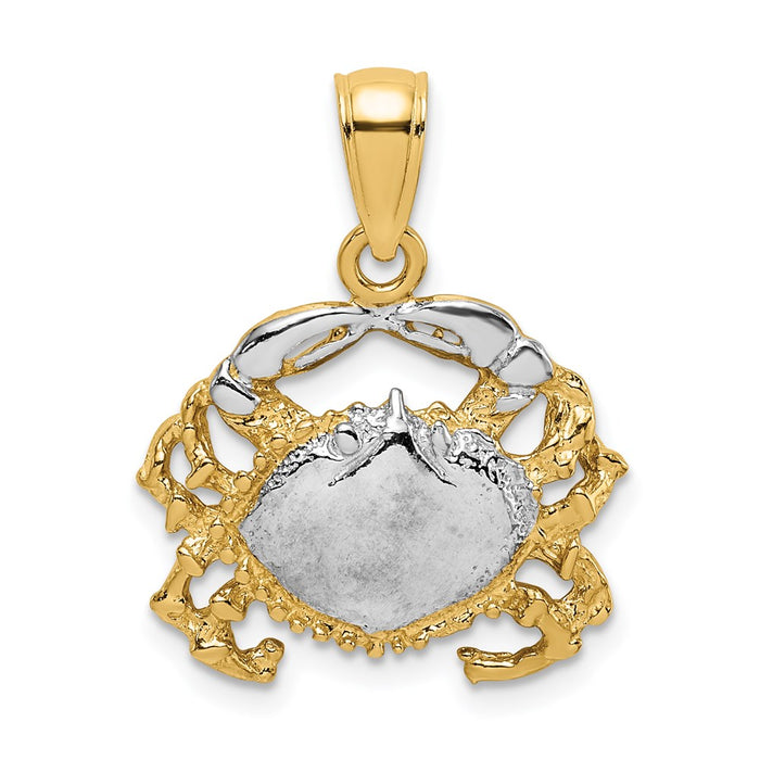 Million Charms 14K Yellow Gold Themed With Rhodium-Plated Polished Crab Charm