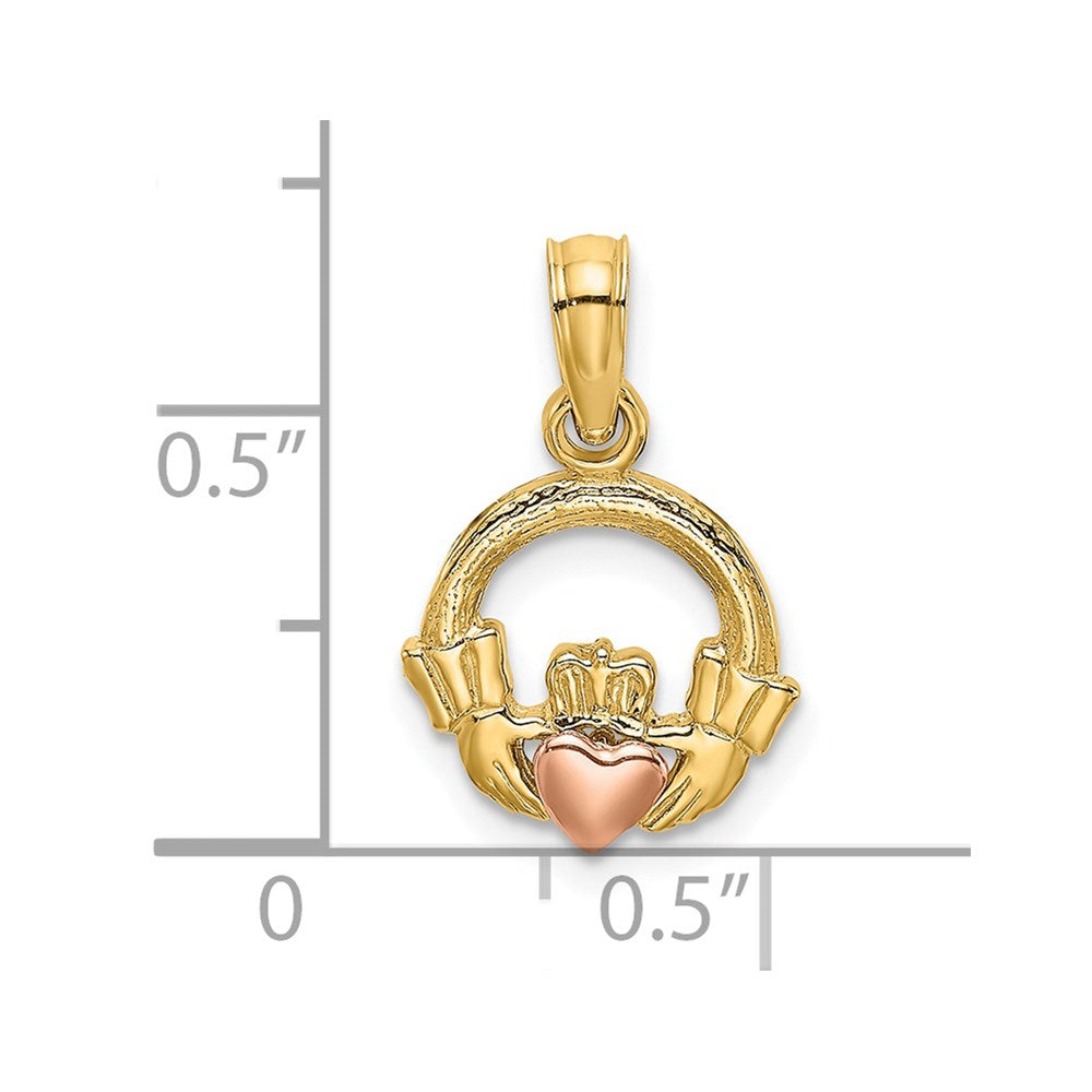Million Charms 14K Two-Tone Claddagh With Heart Charm