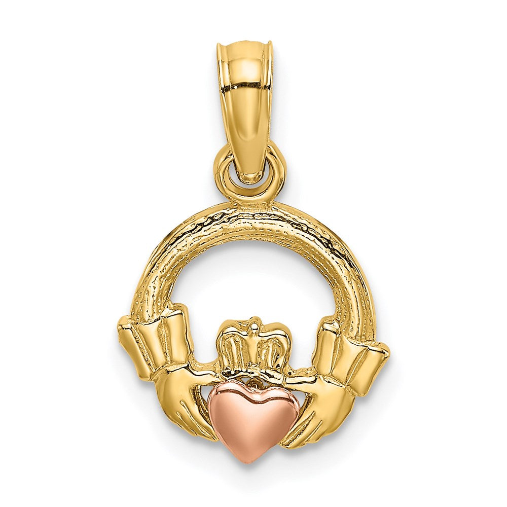 Million Charms 14K Two-Tone Claddagh With Heart Charm