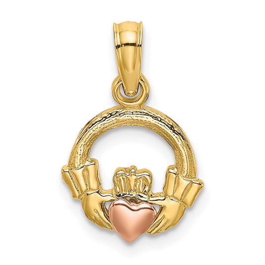 Million Charms 14K Two-Tone Claddagh With Heart Charm