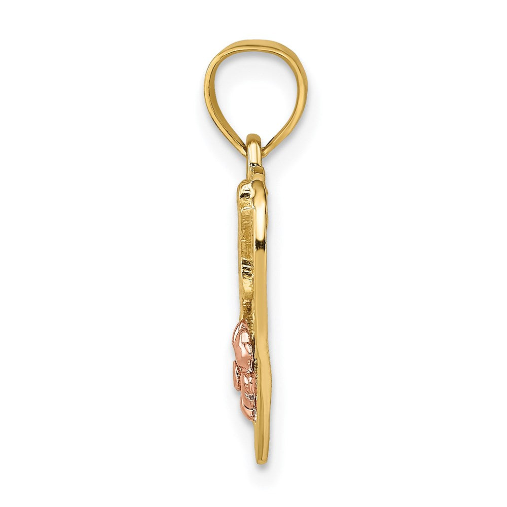 Million Charms 14K Two-Tone With Rhodium-Plated #1 Wife In Heart With Flower Charm