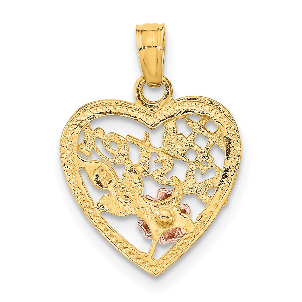 Million Charms 14K Tri-Color #1 Sister In Heart With Flowers Charm