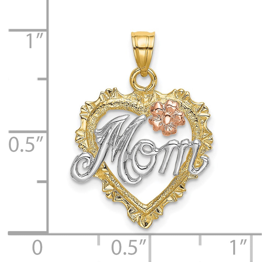 Million Charms 14K Yellow & Rose Gold Themed With Rhodium-plated Mom & Heart Charm